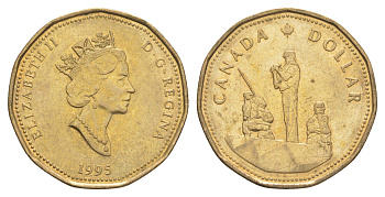 Канада 1 доллар 1995 Памятник миротворческим силам KM 258 никель плакированная бронзой 4652-1211