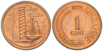 Сингапур 1 цент 1975 KM 1 бронза aUNC 4181-1155