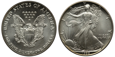 США 1 доллар 1992 шагающая свобода KM 273 серебро UNC 00-00