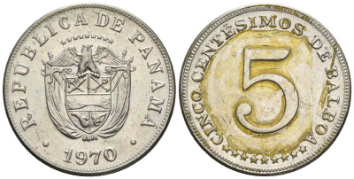 Панама 5 сентесимо 1970  KM 23.2 медно-никель    4610-311