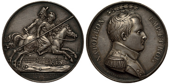 Франция медаль начало XIX века битва при Лютцене 2 мая 1813 года, Наполеон Император и Король, вес 42 гр., диаметр 40 мм серебро 10-010-75