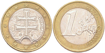 Словакия 1 евро 2009 KM 101 биметалл 4126-953