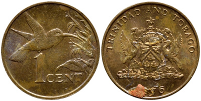Тринидад и Тобаго 1 цент 1976 колибри KM 25 бронза 4396-956