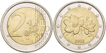 Финляндия 2 евро 2003 М KM 105 биметалл 4517-1211