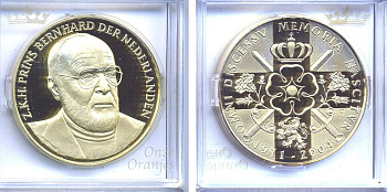 НИДЕРЛАНДЫ МЕДАЛЬ ND ПРИНЦ НИДЕРЛАНДОВ БЕРНАРД (1911-2004) бронза, позолота PROOF 5-3-1-77