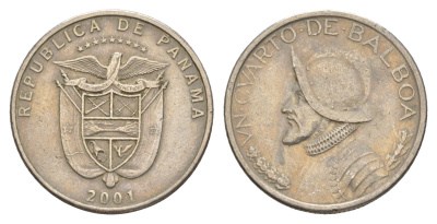 Панама 1/2 бальбоа 2001 KM 129 медно-никель 4646-316