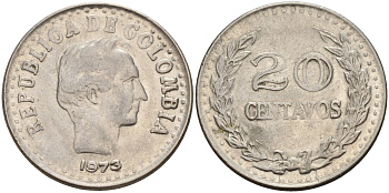 Колумбия 20 сентаво 1973 Симон Боливар KM 246 сталь плакированная никелем 4538-145