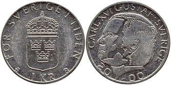 Швеция 1 крона 2000 Карл XVI Густав (1973- ) KM 852а медно-никель 4379-1316