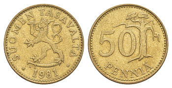 Финляндия 50 пенни 1981 KM 48 алюминиевая бронза UNC 4648-515