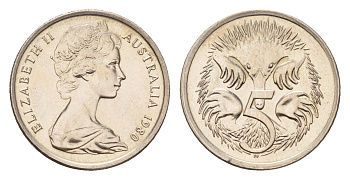 Австралия 5 центов 1980 KM 64 медно-никель UNC 4674-822