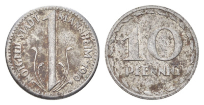 Мангейм 10 пфеннигов 1919 Funck 315.2, Men18 20355.4 железо 4708-967