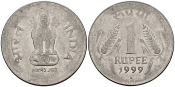 Индия 1 рупия 1999 KM 92.1 нержавеющая сталь 4156-321