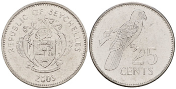 Сейшельские Острова 25 центов 2003 PM KM 49.4 сталь плакированная никелем UNC 44-1065