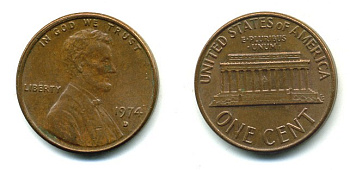 США 1 ЦЕНТ 1974 D, ЛИНКОЛЬН KM 201 медь цинк 54-158