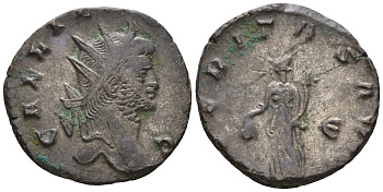 Римская Империя антониниан 265 Галлиен, GALLIENVS AVG, бюст императора / VBERITAS AVG, Уберитата, персонификация Плодородия, Рим RIC 287 биллон 1073-25-21