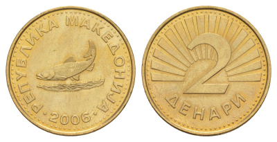 Македония 2 денара 2006 KM 3 латунь UNC 4633-1055