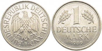ФРГ 1 МАРКА 1989 D J.385, KM 110 медно-никель 3856-221