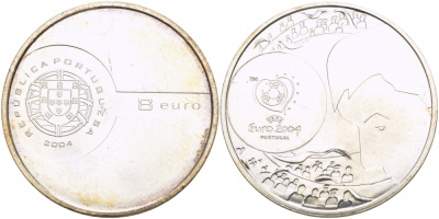 Португалия 8 евро 2004 Чемпионат Европы по футболу UEFA ЕВРО-2004 в Португалии, болельщики KM 757 серебро UNC 06-255-24