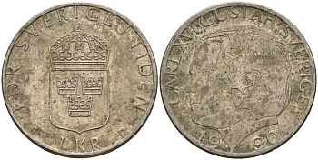 Швеция 1 крона 1990 D, Карл XVI Густав (1973- ) KM 852a медно-никель 4150-412