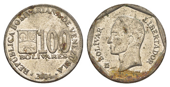 Венесуэла 100 боливаров 2004 Симон Боливар Y 83 сталь плакированная никелем 4605-523