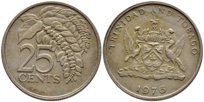 Тринидад и Тобаго 25 центов 1976 цветок дикая пуансеттия KM 28 медно-никель 4396-722