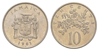 Ямайка 10 центов 1981 бабочка KM 47 медно-никель aUNC 4624-955