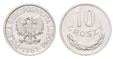 Польша 10 грошей 1981 Y AA47 алюминий UNC 4615-548
