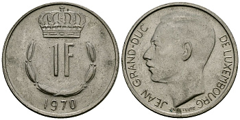 Люксембург 1 франк 1970 KM 55 медно-никель 4166-517