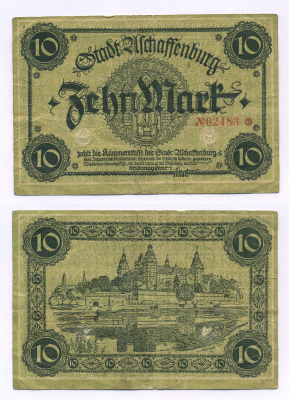 Германия, Ашаффенбург 10 марок 1917 нотгельд, Бавария   бумага   435-45-3-2