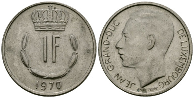 Люксембург 1 франк 1970 KM 55 медно-никель 4166-517