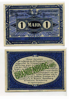 Германия 1 марка 1917 инспекция лагерей военнопленных в Бранденбурге, III-ий Армейский корпус C-2772 бумага UNC (пресс) 504-71-3-2