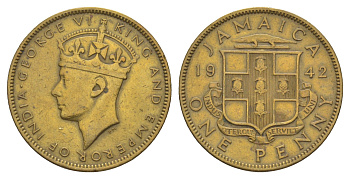 Ямайка 1 пенни 1942 KM 32 никель латунь 4641-751