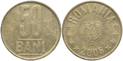 Румыния 50 бани 2005 KM 192 латунь 4383-312