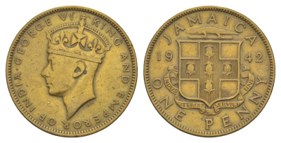 Ямайка 1 пенни 1942 KM 32 никель латунь 4641-751