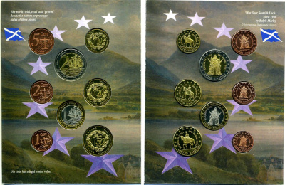 Великобритания набор европробников из 8 монет 2003 в оригинальном картонном буклете BUNC 3-6-3-5