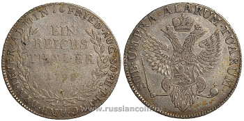 Йевер 1 талер 1798 Павел I, Русское правление KM 16, Dav. 2363 серебро 00-000-00