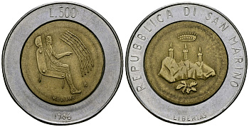 Сан-Марино 500 лир 1986 Эволюция технологий KM 195 биметалл 4138-645