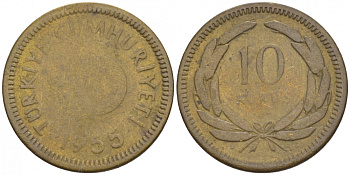 ТУРЦИЯ 10 КУРУШЕЙ 1955 KM 888 латунь 4516-1129