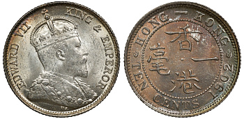 Гонконг 10 центов 1902 Эдуард VII (1901-1910) KM 13 серебро UNC 91-737