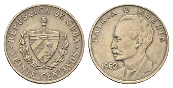 Куба 20 сентаво 1962 Хосе Марти KM 31 медно-никель 4666-823