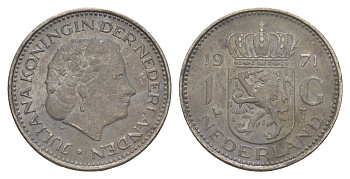 Нидерланды 1 гульден 1971 Юлиана (1948-1980) KM 184a никель 4519-414