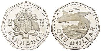 Барбадос 1 доллар 1973 KM 14.1 медно-никель PROOF 3896-313