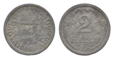 Венгрия 2 филлера 1943 BP KM 519 цинк 4658-337