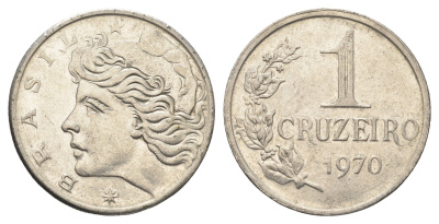 Бразилия 1 крузейро 1970 год-тип KM 581 никель 4663-543