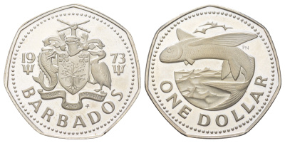 Барбадос 1 доллар 1973 KM 14.1 медно-никель PROOF 3896-313