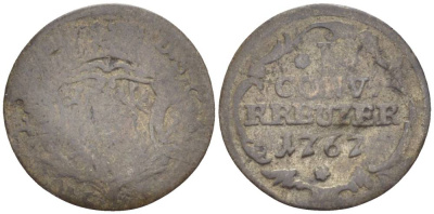 САКСЕН-КОБУРГ-СААЛФЕЛЬД 1 КРЕЙЦЕР 1767 Ernst Friedrich 1764-1800 Kozinowski/Otto/Ru? 898 Grasser 542 серебро 51-2117