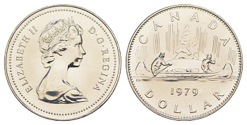 Канада 1 доллар 1979 Елизавета II (1952-2022), каноэ KM 120 никель PROOF-LIKE (BU) 4185-712