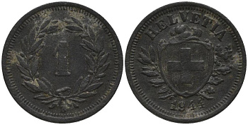 Швейцария 1 раппен 1944 KM 3а цинк 218-225