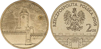 Польша 2 злотых 2005 MW, серия польские города, Колобжег (Kolobrzeg) KM 528, Parchimowicz 957 латунь UNC 603-842