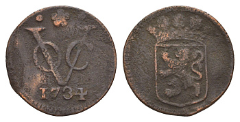 Голландская Ост-Индия 1 дуит 1734 KM 70 медь 4658-1034